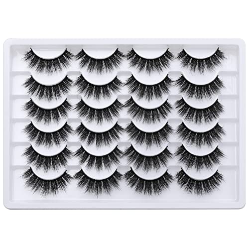 Newcally Eyelashes False Lashes Thick 18MM Long Faux Mink Eye Lashes Pack Dramatic Thick Volume Fake Eyelashes 12 Pairs Soft Reusable Lashes Multipack