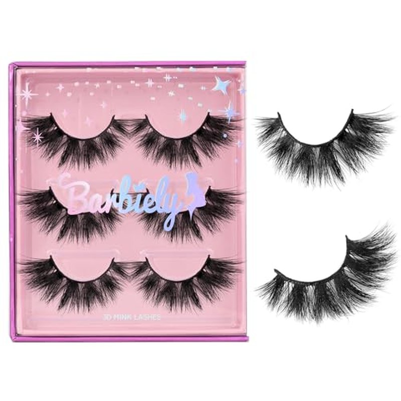 20mm Halo Mink Lashes, 3D Real Mink Eyelashes, 3 Pairs Cat Eye Lashes, Fluffy Dramatic False Eyelashes, 6D Long Thick Luxury Volume Strip Lash, Soft Reusable Non-Irritating Fake Lash