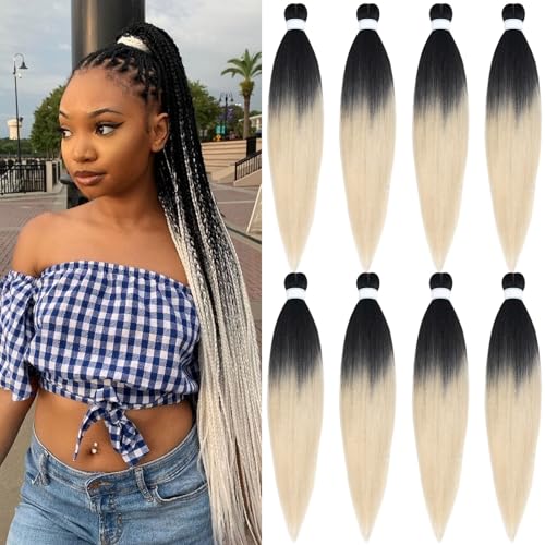 Pre Stretched Ombre Blonde Braiding Hair Pack of 8 - 26 Inch Knotless Extensions