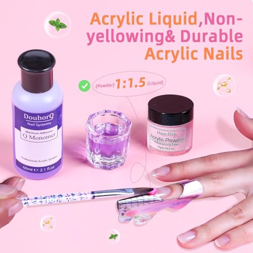 Pink Acrylic Nail Kit with Liquid Monomer, UV Lamp & Tools for Beginners
