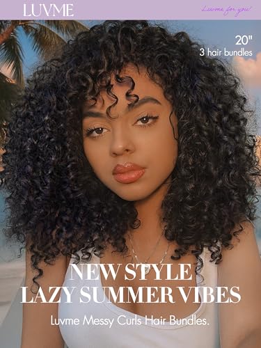 LUVME Burmese Curly Human Hair Bundles 20 Inch Virgin Natural Black Hair Extension
