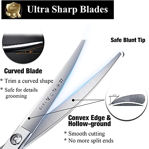 6-Inch Professional Curved Hair Cutting Scissors - Salon & Barber Shears