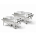 2 Pack 8 Qt Chafing Dishes, Stainless Steel with Alpine Gray Handles - Complete Set