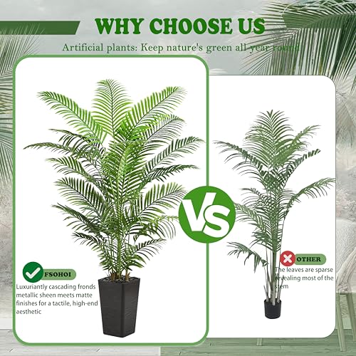 Artificial Palm Tree 6FT Indoor Fake Plant with Black Pot - Realistic Tropical Decor
