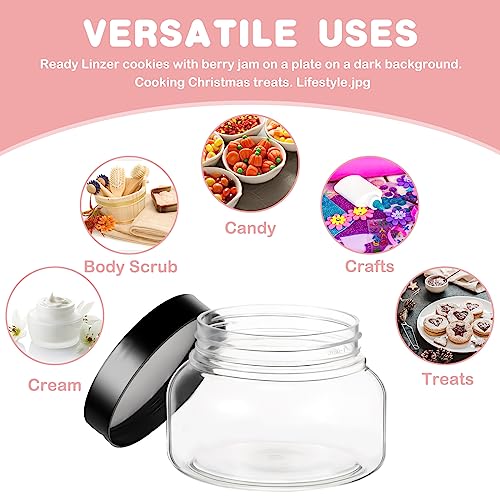 Bokon 96 Pieces 8 oz Plastic Jars with Lids Travel Clear Plastic Cosmetic Containers Refillable Round Lotion Container for Lotion Cream Ointments Makeup Eye Shadow Body Butter