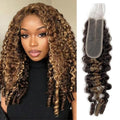 Honey Blonde Burmese Curly Closure - 14 Inch 2x6 Lace Human Hair Wig