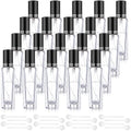 15 ml Glass Perfume Atomizer Set - Black Lid, Leakproof, Refillable, Travel Size - 20 Pcs