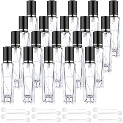 15 ml Glass Perfume Atomizer Set - Black Lid, Leakproof, Refillable, Travel Size - 20 Pcs