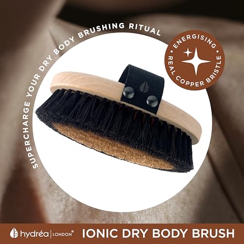 Copper Glow Dry Body Brush for Exfoliation & Lymphatic Drainage - Energising Skin Care Tool
