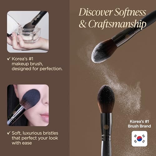 Piccasso 133 Fixing Powder Brush ? Soft Synthetic Bristles for Setting Powder, Smooth and Flawless Face Makeup, Gentle Coverage for Pores and Texture, Korean Professional Makeup Brush for Daily Use