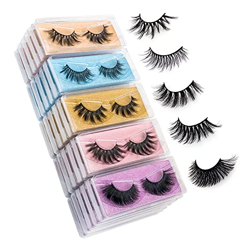 False Eyelashes Pack 3D Faux Mink Fluffy Volume Natural Look 5 Styles 30 Pairs - Reusable Handmade Cotton Band