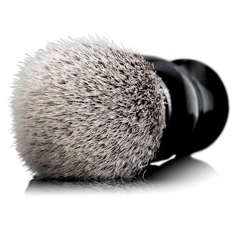 Lather & Wood Shaving Brush for Men- Premium 100% Synthetic Silvertip Hair - with Travel Case - Black Obsidian Acrylic Handle