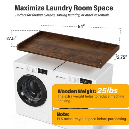 Ewenono Washer Dryer Countertop Shelf 54 x 27.5 Inches Vintage Brown Variation