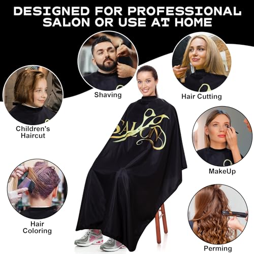 Black Patterns Hair Cutting Cape 63x55 Inch Professional Water-Resistant Barber Cape - 8 Pack