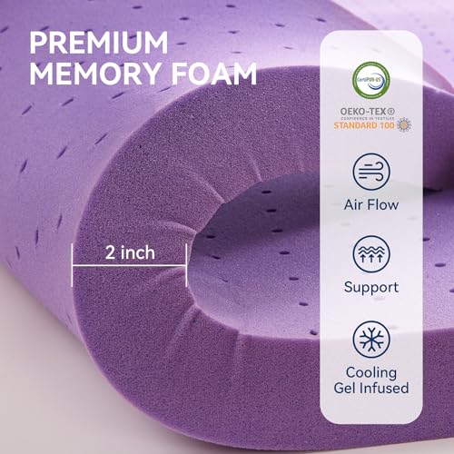 Dark Gray Twin XL Memory Foam Mattress Topper 4 Inch Dual Layer Cooling Support