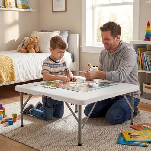 34-Inch Folding Card Table Square Portable Heavy Duty Plastic Game Table - White - Variation of THIS listing