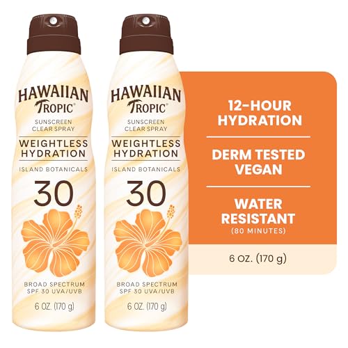 Hawaiian Tropic Weightless Hydration SPF 30 Sunscreen Spray 2-Pack, 6 Oz Each