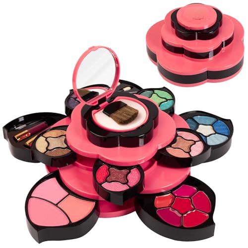 Teens Flower Makeup Kit - Petals Expand to 3 Tiers, Variety Shades, Gift Set for Girls & Beginners - Toysical