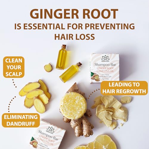 Organic Ginger Hair Growth Shampoo Bar 2 Pack - Nourishing & Anti-Hair Loss
