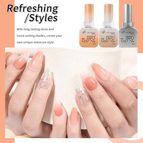 Gel Nail Polish Set 9pcs 15ml Black White Pink Series UV LED Soak Off Nail Art Kit - Variation 145A