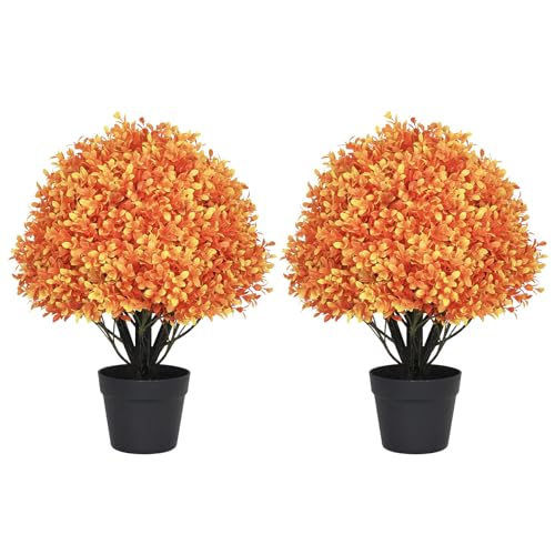 24-Inch Artificial Boxwood Topiary Balls for Outdoor Fall Decor