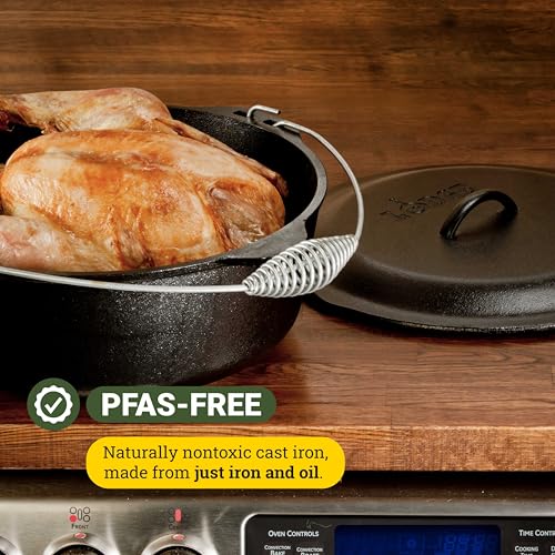 9 Quart Pre-Seasoned Cast Iron Dutch Oven with Bail Handle - Versatile Camping & Kitchen Cookware