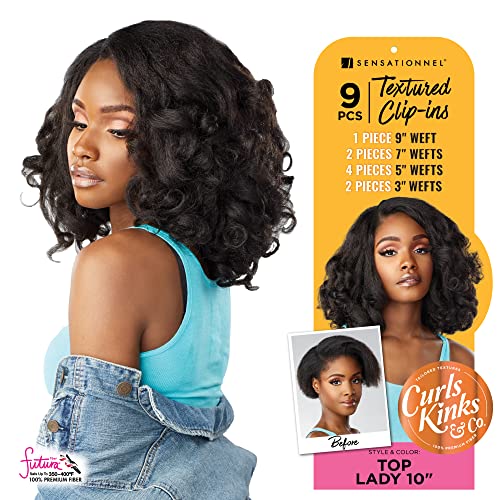 Sensationnel Curls & Kinks Clip-In Hair Extensions 10 Inch 1B OffBlack