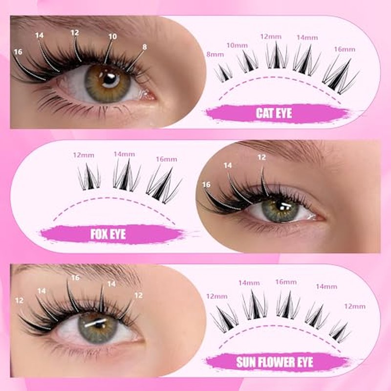 Manga Lash Clusters Kit - C Curl, 8-16MM With Invisible Clear Band & Waterproof Bond/Seal Kit for Anime Lashes | Wispy, Natural Look, Easy DIY Application