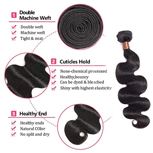 Angie Queen 18 Inch Body Wave Human Hair Bundles - 1 Pack Unprocessed Virgin Brazilian Hair Extensions