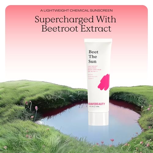 KraveBeauty Beet The Sun Lightweight Sunscreen SPF 40 PA+++, 2 Pack, Broad Spectrum Facial Sunscreen with Beet Root Extract & Hyaluronic Acid, Daily SPF Lotion for Face, Fragrance Free, 2 x 50 mL