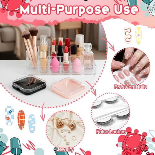 Press On Nail Storage Boxes with Adhesive Tape Set - Pink, White, Black, Clear