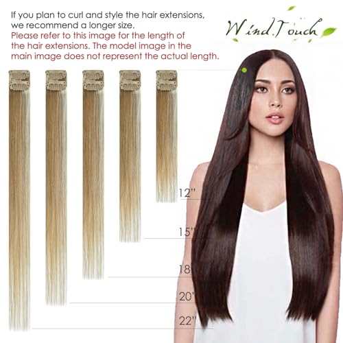 Clip in Hair Extensions Light Brown 12 Inch 75g 7PCS - Chestnut Brown Variation