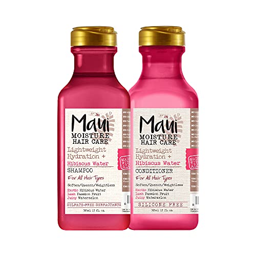 Maui Moisture Lightweight Hydrating Hibiscus Water Conditioner and Shampoo Set - No Sulfates, 13 fl oz