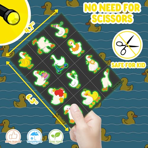 72 PCS Duck Party Favors ? 48 PCS Luminous Tattoos & 24 PCS LED Finger Lights Combo ? Birthday Goodie Bag Fillers, Party Supplies, Gifts Light Up Toys Glow In The Dark for Boys and Girls