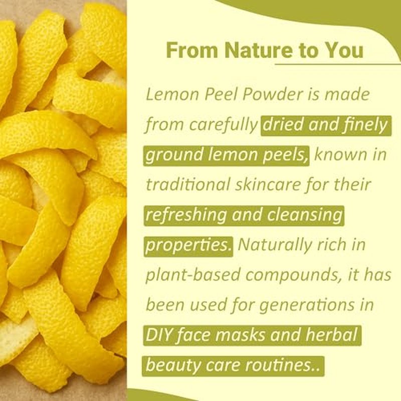 Lemon Peel (Citrus Limon) Powder by mi nature| 100% Pure and Natural | 227g,(8oz), (1/2 lb) | Vegan | Non-GMO | For Skin care | Used for Soap making | Stimulate hair growth