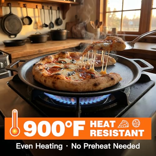 14-Inch Nonstick Pizza Steel Pan for Oven & Grill - Heavy Duty Tri-Ply with Aluminum Core