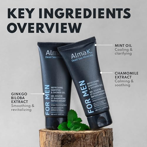 ALMA K 6.76 Fl Oz Refreshing 2-in-1 Men's Body Wash & Clarifying Shampoo Pack of 2