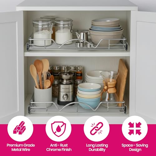 HOLDN’ STORAGE 26"W x 21"D Pull Out Cabinet Organizer for Kitchen Cabinets