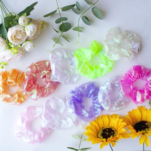 40PCS LED Hair Scrunchies with 3 Light Modes - Luminous Colorful Meteor Yarn Hair Bands for Women & Girls - Pack of 40