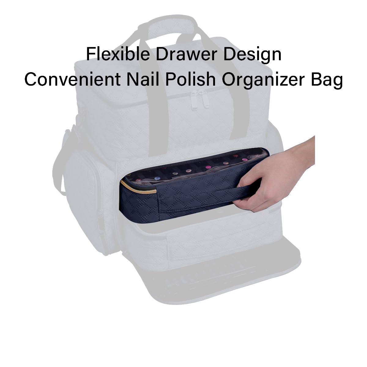 UOZL Nail Polish Bag organizer-Holds 40 bottles(15ml-0.5fl.oz)，Nail Polish Carrying Case Clear Multifunctional Cosmetic Travel Cases Makeup Bags Black