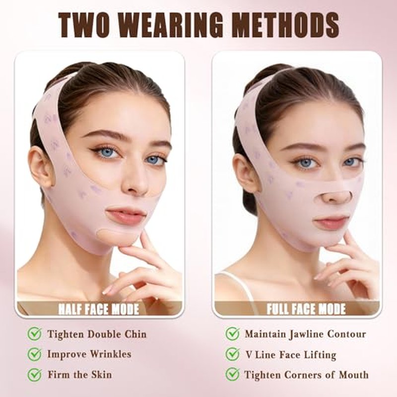 Chin Strap for Sleeping, Double Chin Reducer Eliminator for Women, Reusable V Line Lifting Mask Face Slimming Strap, Breathable Jawline Exerciser Lifting & Firming Prevent Sagging