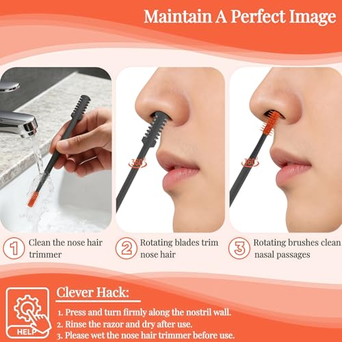 2026 Upgraded 2-in-1 Nasal Hair Cutter, 360¡Æ Rotating Double-Sided Blade, Washable Portable Grooming Tool for Men & Women, Travel Essential, 6-Pack (Multi-Color)