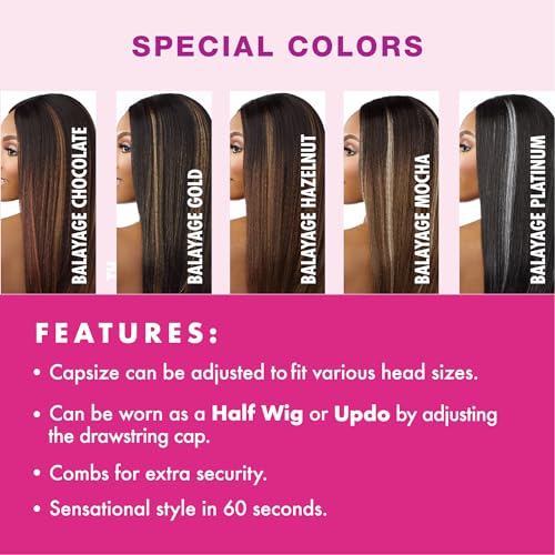 Sensationnel Instant Weave Half Wig 24 Inch - 1B OFFBLACK, Synthetic High Heat Fiber