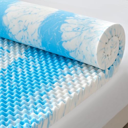 SINWEEK Queen 3 Inch Egg Crate Memory Foam Mattress Topper Blue - Support & Cooling