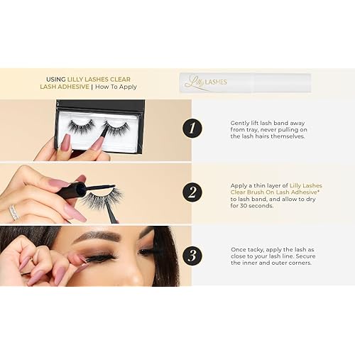 Lilly Lashes 3D Miami Faux Mink Strip Eyelashes, False Eyelashes Dramatic Look, Reusable False Lashes, Fake Lashes Pack, Lash Strips with Luxury Silk Like Fibers, No Lash Glue Included