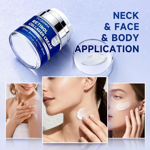 Blue Firming Neck Cream with Retinol & Peptide - Intense Anti-Wrinkle Cream for Women, Tightening Face & Neck Moisturizer with Collagen & Hyaluronic Acid, Daily Lifting Treatment