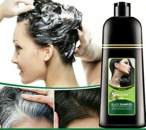 Organic Natural Black Hair Dye Shampoo - 5 Minute Noni Plant Hair Color