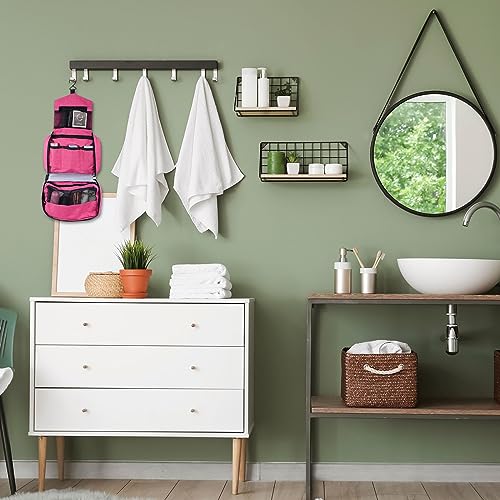 PATIKIL Travel Toiletry Bag, Portable Makeup Organizer Waterproof Toiletry Bag with Hanging Hook for Men and Women, Wine Red