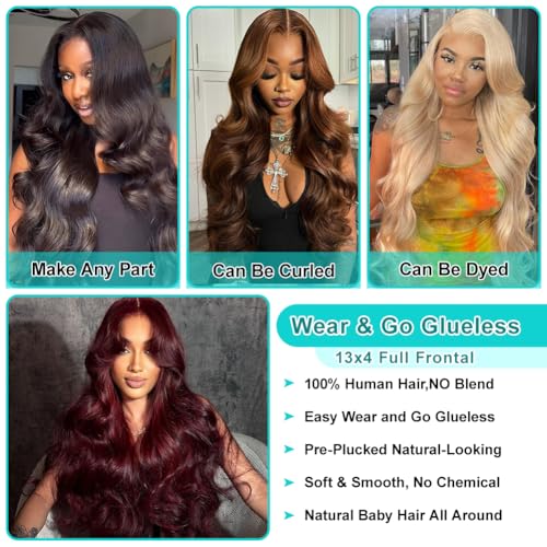 Natural Black 22 Inch Body Wave Lace Front Wig with HD Transparent Lace & Baby Hair - 180% Density