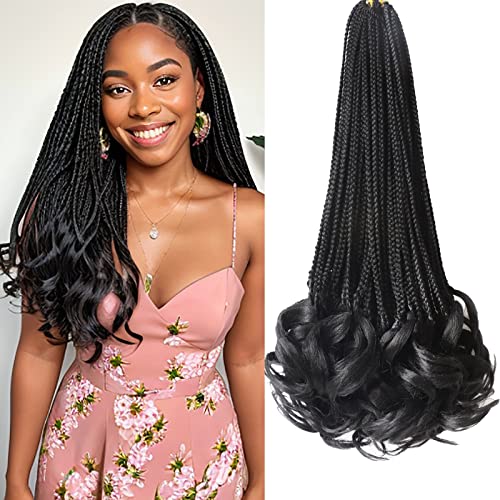 French Curl Crochet Braids for Black Women 18 Inch 7 Packs - Pre Looped Curly Hair with Ends, Variation #1B